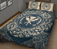 Hawaii Vintage Tribal Map Kanaka Quilt Bed Set - AH - Blue - Polynesian Pride