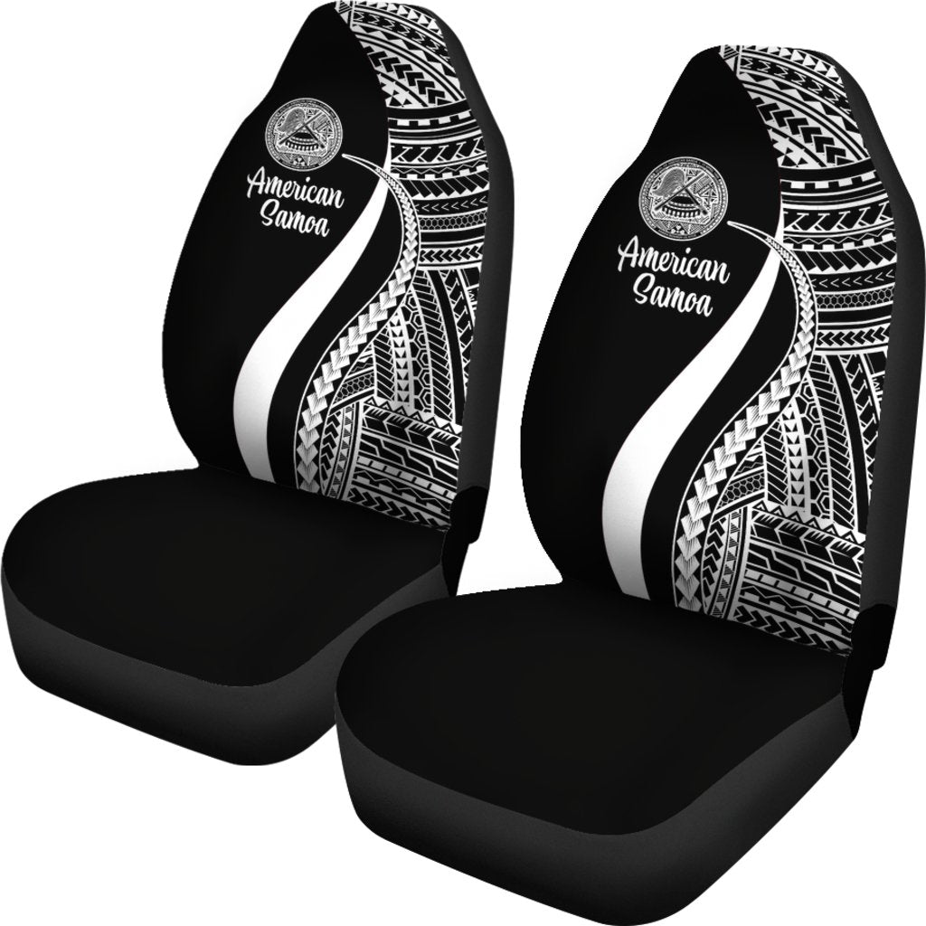 American Samoa Car Seat Covers - White Polynesian Tentacle Tribal Pattern - Polynesian Pride