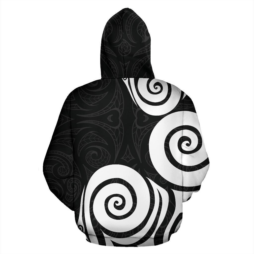 Aotearoa Hoodie Patterns Maori Silver Fern Koru Zip up - Polynesian Pride