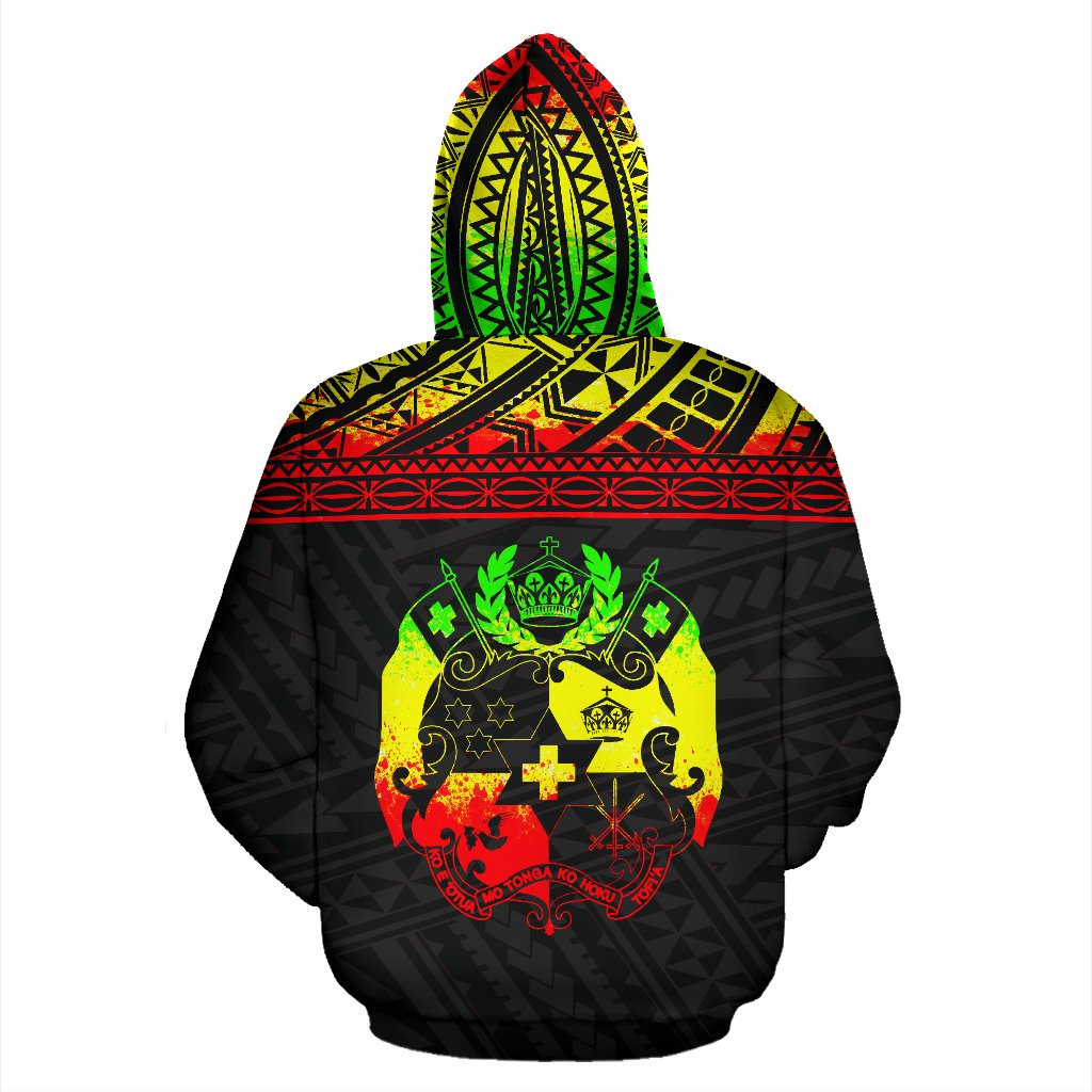 Tonga Polynesian All Over Zip up Hoodie Reggae Horizontal Style - Polynesian Pride