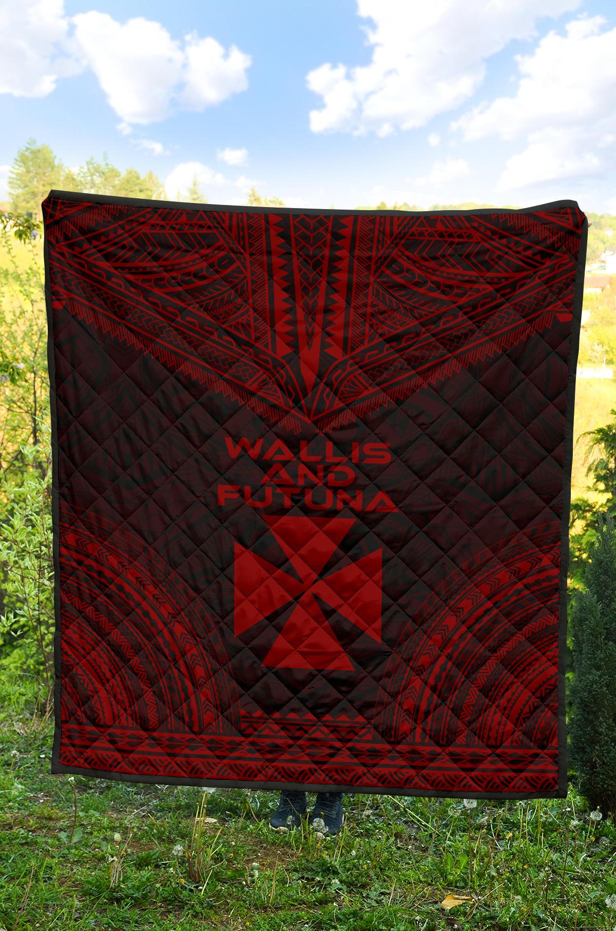 Wallis And Futuna Premium Quilt - Wallis And Futuna Coat Of Arms Polynesian Chief Red Version - Polynesian Pride