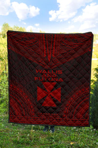 Wallis And Futuna Premium Quilt - Wallis And Futuna Coat Of Arms Polynesian Chief Red Version - Polynesian Pride