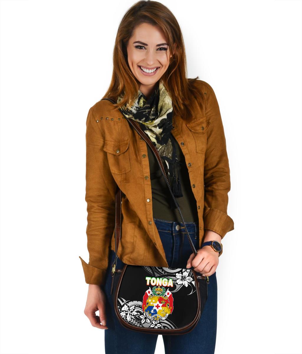 Mate Ma'a Tonga Rugby Leather Saddle Bag Polynesian Unique Vibes - Black - Polynesian Pride