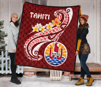 Tahiti Premium Quilt - Tahiti Seal Polynesian Patterns Plumeria - Polynesian Pride