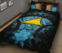 Tokelau Polynesian Quilt Bed Set Hibiscus Blue - Polynesian Pride