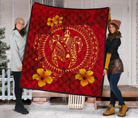 Hawaii Turtle Polynesian Premium Quilt - Oil Style - Polynesian Pride