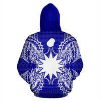 Nauru Polynesian ll Over Hoodie Map Blue - Polynesian Pride