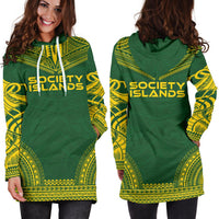 Society Islands Women's Hoodie Dress - Polynesian Flag Chief - Polynesian Pride