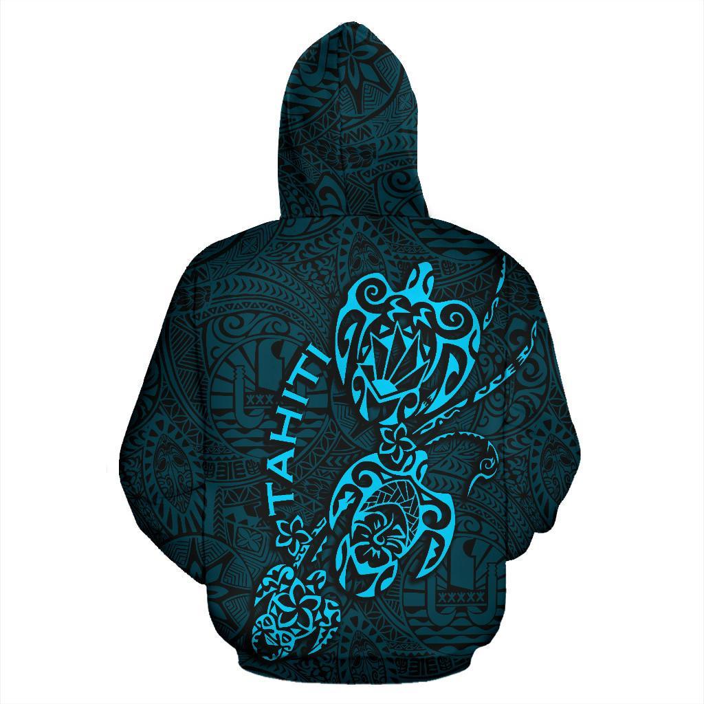 Tahiti Polynesian Family Turtles Hoodie Blue - Polynesian Pride