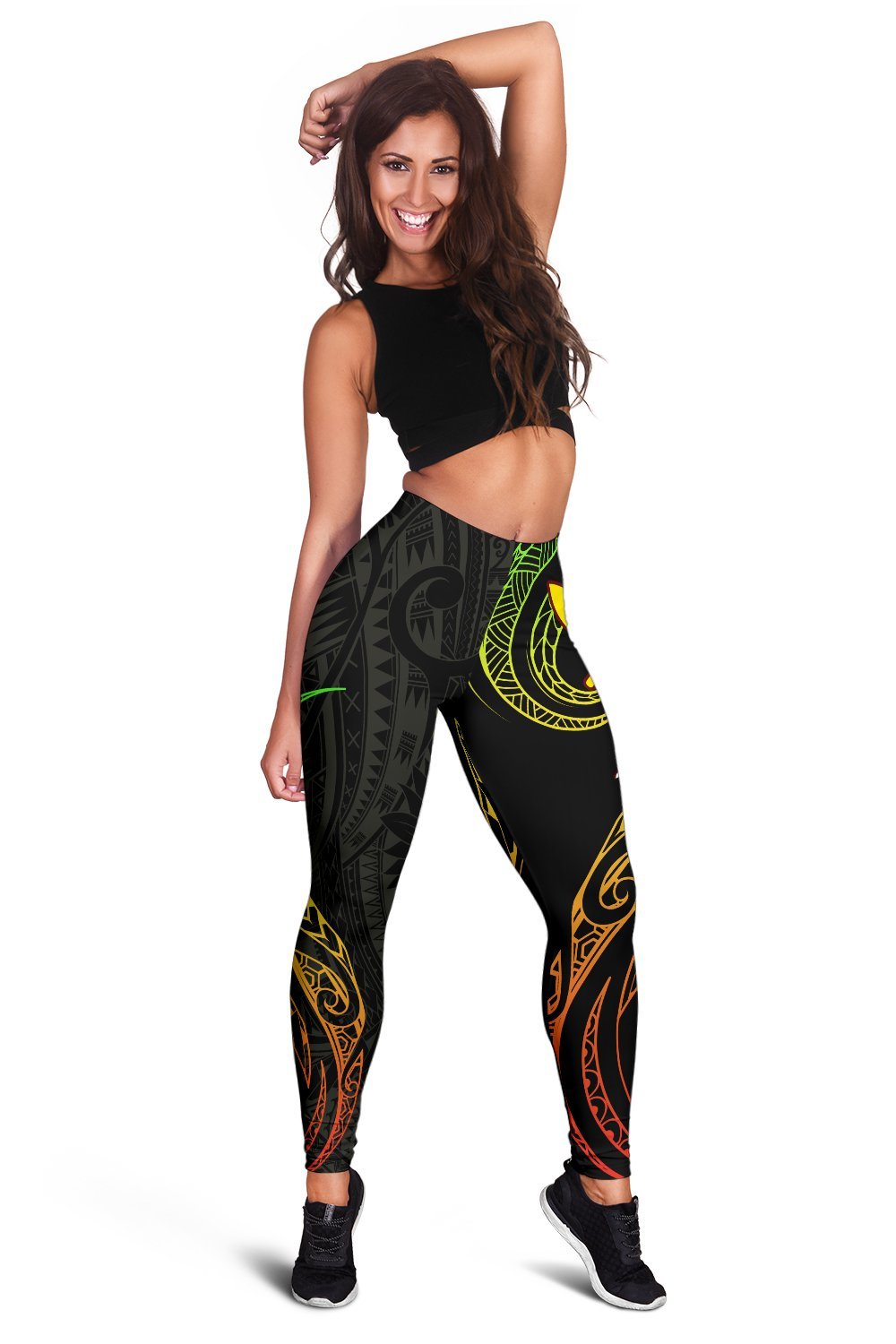Hawaiian Kanaka Polynesian Women's Leggings - Black - Hana Style - AH Black - Polynesian Pride