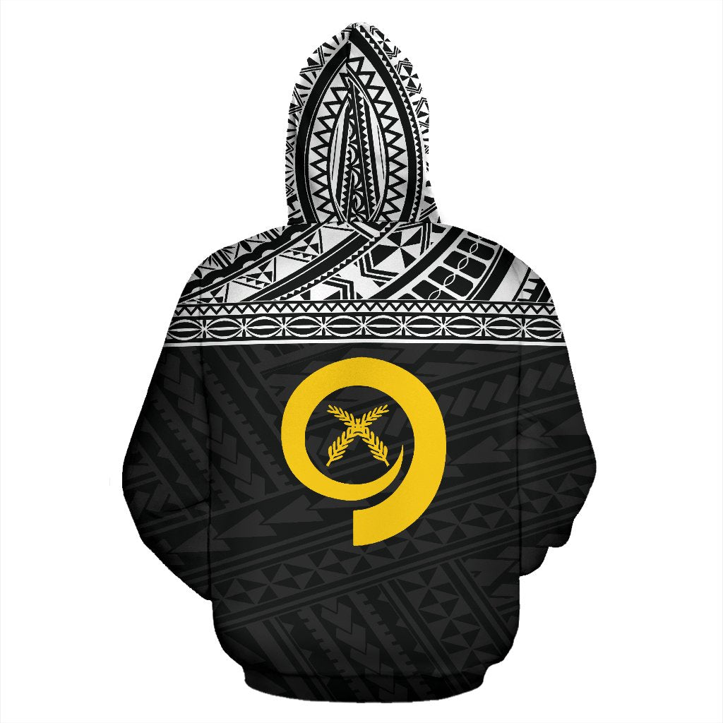 Vanuatu All Over Hoodie Polynesian Black Version - Polynesian Pride