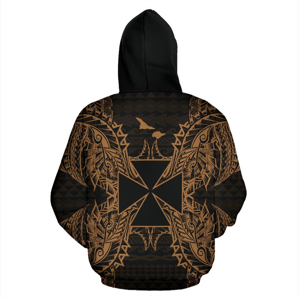 Wallis nd Futuna Polynesian ll Over Hoodie Map Gold - Polynesian Pride