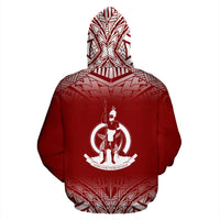 Vanuatu All Over Zip up Hoodie Fog Red - Polynesian Pride