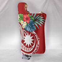 Nauru Polynesian Hooded Blanket - Summer Plumeria (Red) - Polynesian Pride