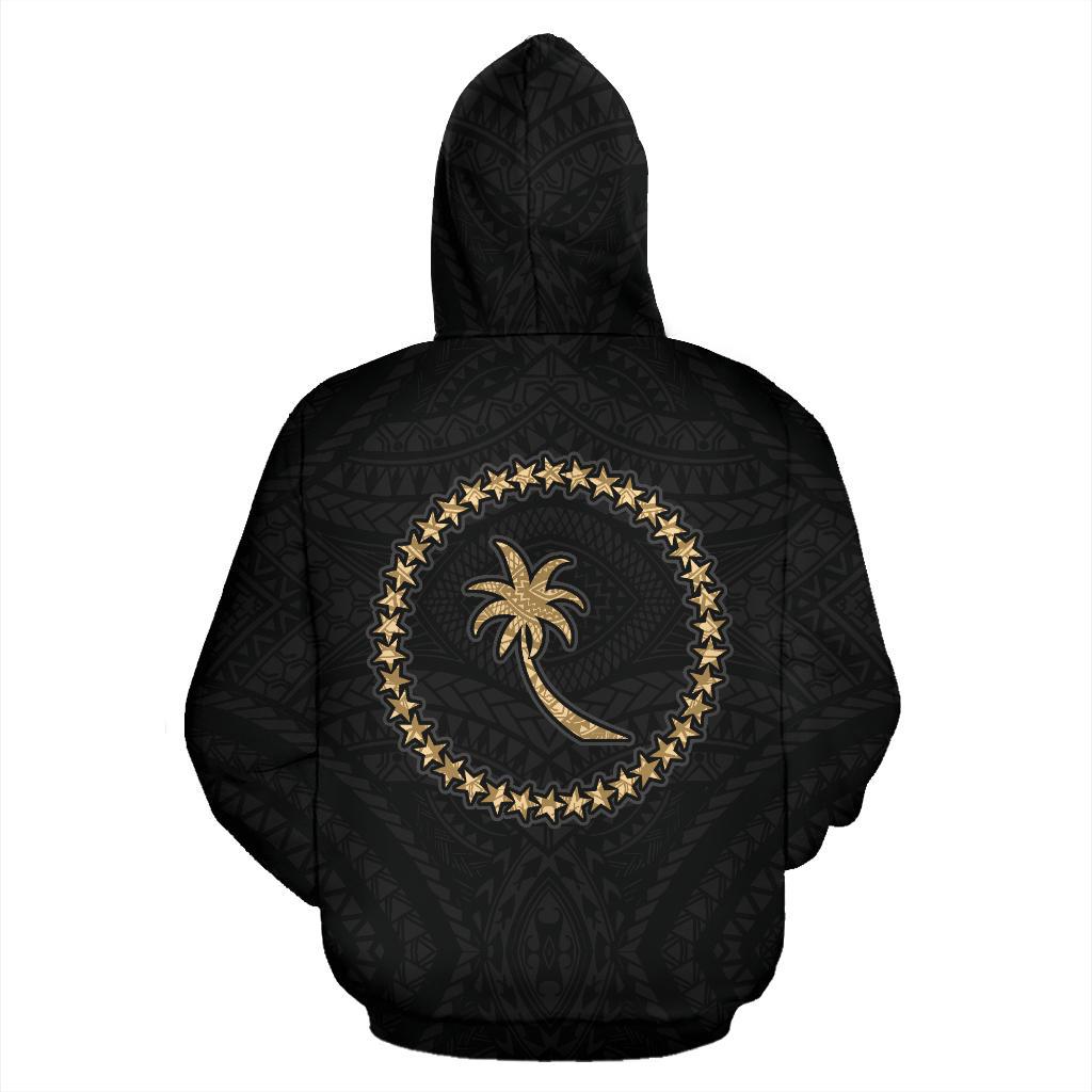 Chuuk Custom Zip up Hoodie Micronesia Chuukese Warrior Gold - Polynesian Pride