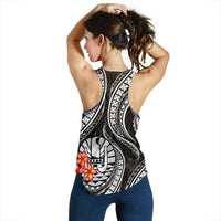 Tahiti Polynesian Women Racerback Tank - White Plumeria - Polynesian Pride