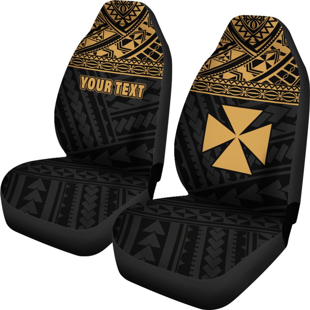 Wallis and Futuna Polynesian Custom Personalised Car Seat Covers - Wallis and Futuna Gold Coat Of Arms Polynesian Tattoo - Polynesian Pride