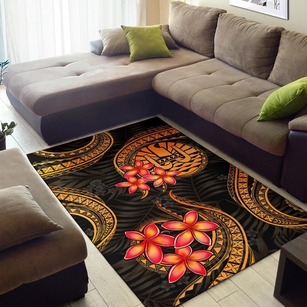 Tahiti Polynesian Area Rug - Gold Plumeria - Polynesian Pride