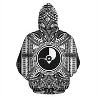 Yap ll Over Hoodie Yap Coat of rms Polynesian White Black - Polynesian Pride