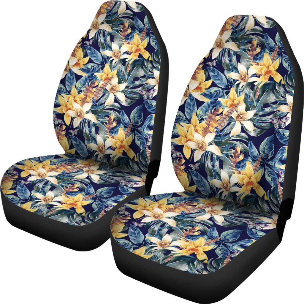 Hawaii Vintage Floral Car Seat Cover Universal Fit Yellow - Polynesian Pride