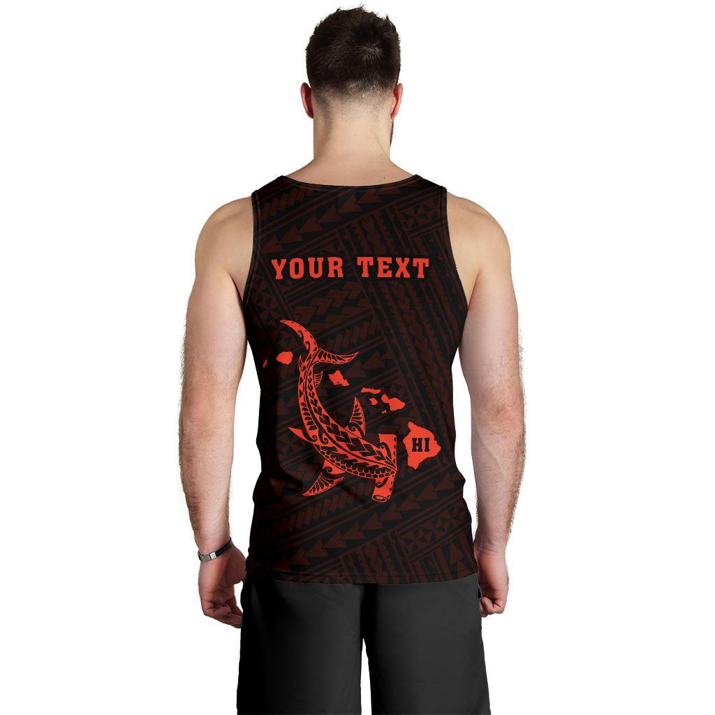Hawaii Kakau Polynesian Hammerhead Shark Personalized Men's Tank Top - Orange - Polynesian Pride