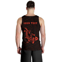 Hawaii Kakau Polynesian Hammerhead Shark Personalized Men's Tank Top - Orange - Polynesian Pride