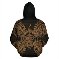 Palau Polynesian All Over Zip up Hoodie Map Gold - Polynesian Pride
