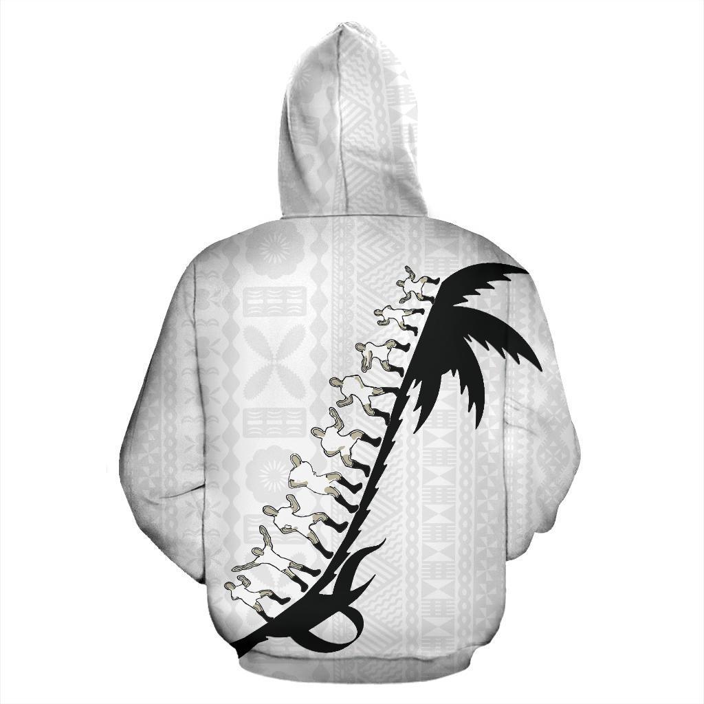 Fiji Cibi War Dance Zip up Hoodie White - Polynesian Pride
