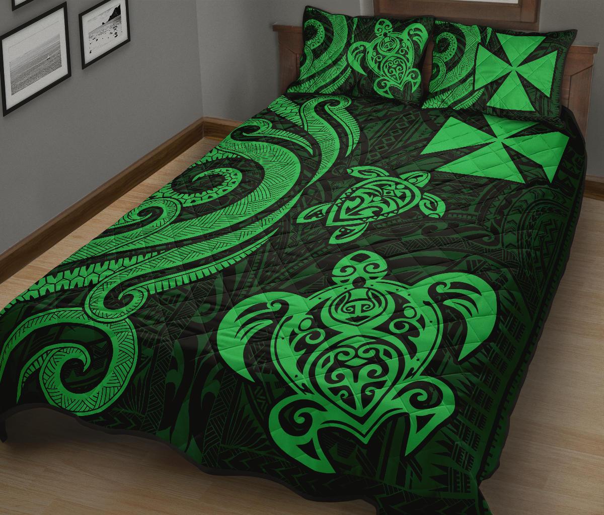 Wallis and Futuna Quilt Bed Set - Green Tentacle Turtle - Polynesian Pride