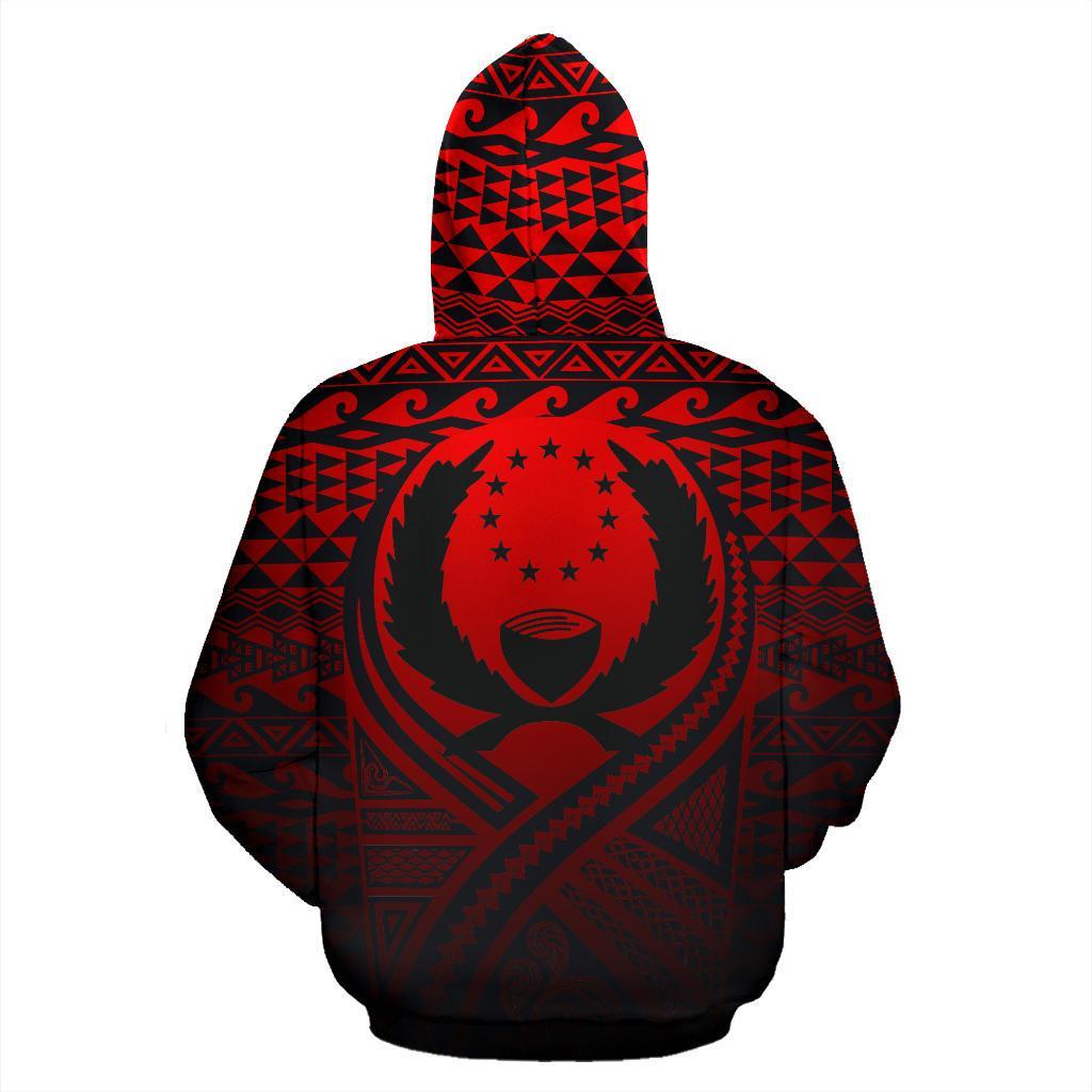 Pohnpei All Over Zip up Hoodie Lift up Red - Polynesian Pride