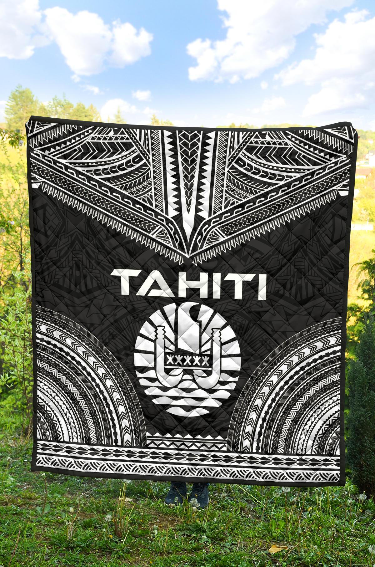 Tahiti Premium Quilt - Tahiti Flag Polynesian Chief Black Version - Polynesian Pride
