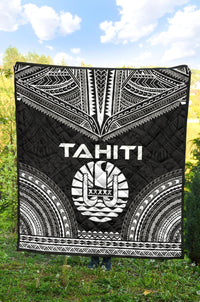 Tahiti Premium Quilt - Tahiti Flag Polynesian Chief Black Version - Polynesian Pride