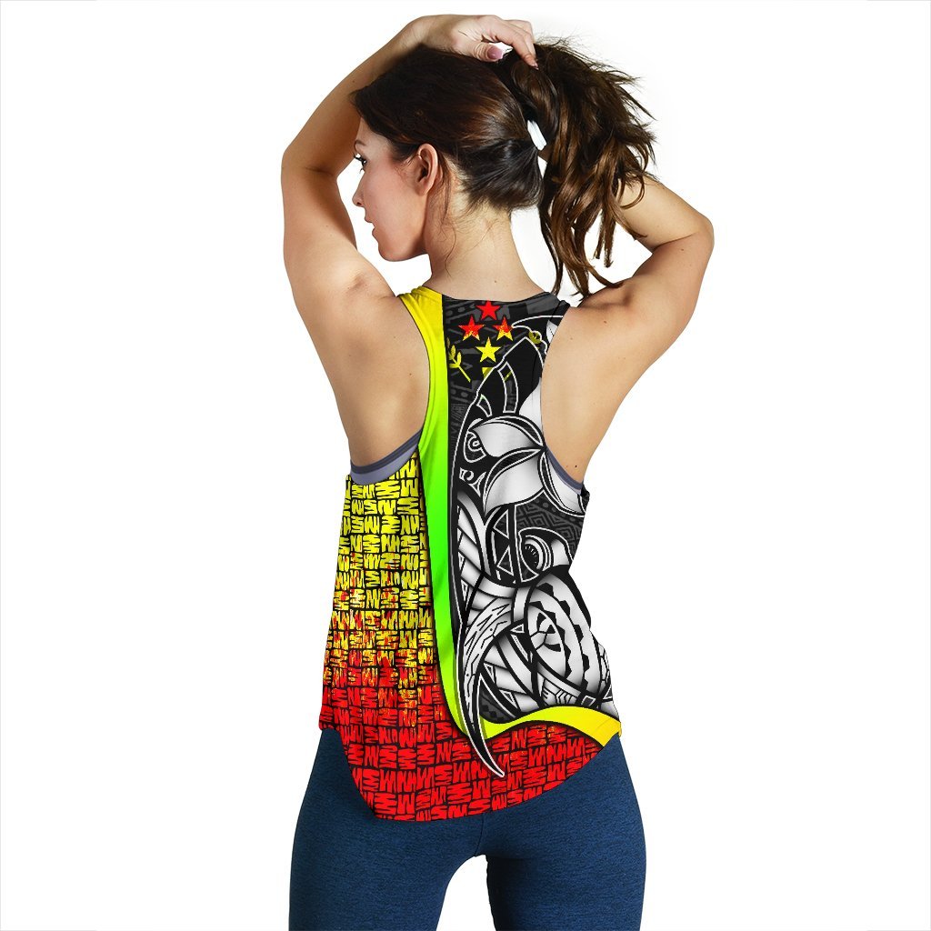 Kosrae Micronesia Women's Racerback Tank Reggae - Turtle With Hook - Polynesian Pride