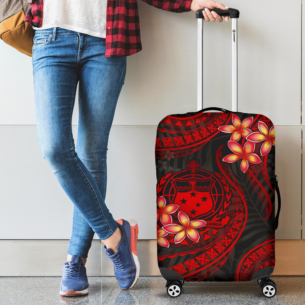 Samoa Polynesian Luggage Covers - Red Plumeria - Polynesian Pride