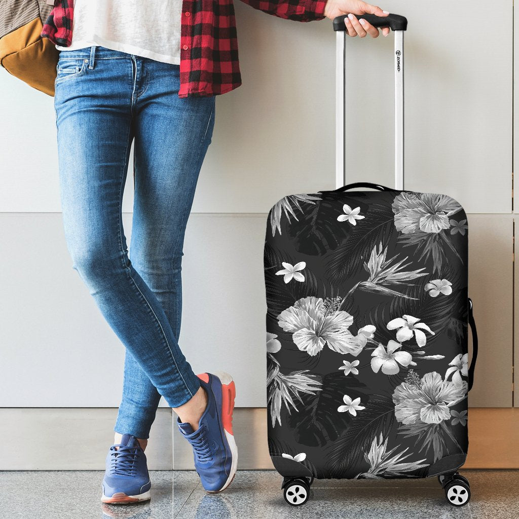 Hibiscus Luggage Cover 04 Black - Polynesian Pride