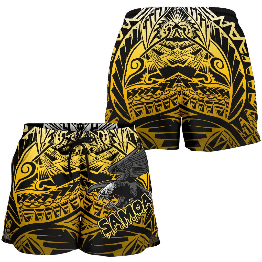Samoa Polynesian Women's Shorts - Eagle Tribal Pattern Yellow - Polynesian Pride