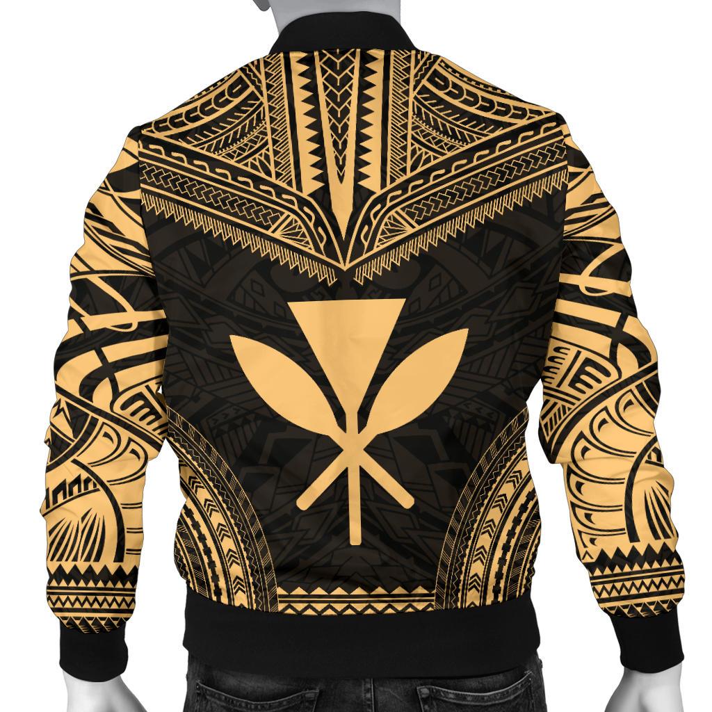 Kanaka Maoli Polynesian Chief Men's Bomber Jacket - Gold Version - Polynesian Pride