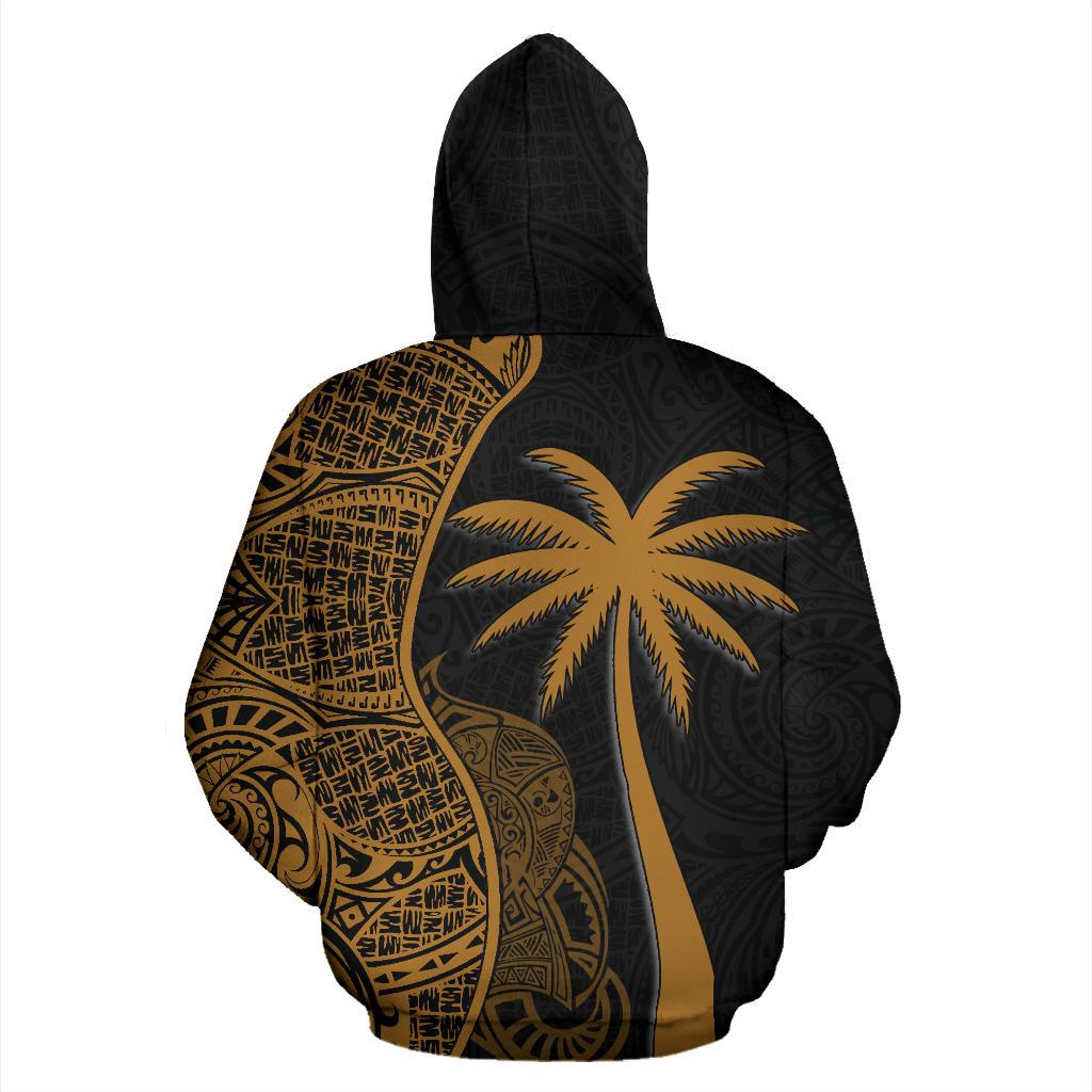 Vanuatu Polynesian Custom Zip up Hoodie Coconut Gold - Polynesian Pride