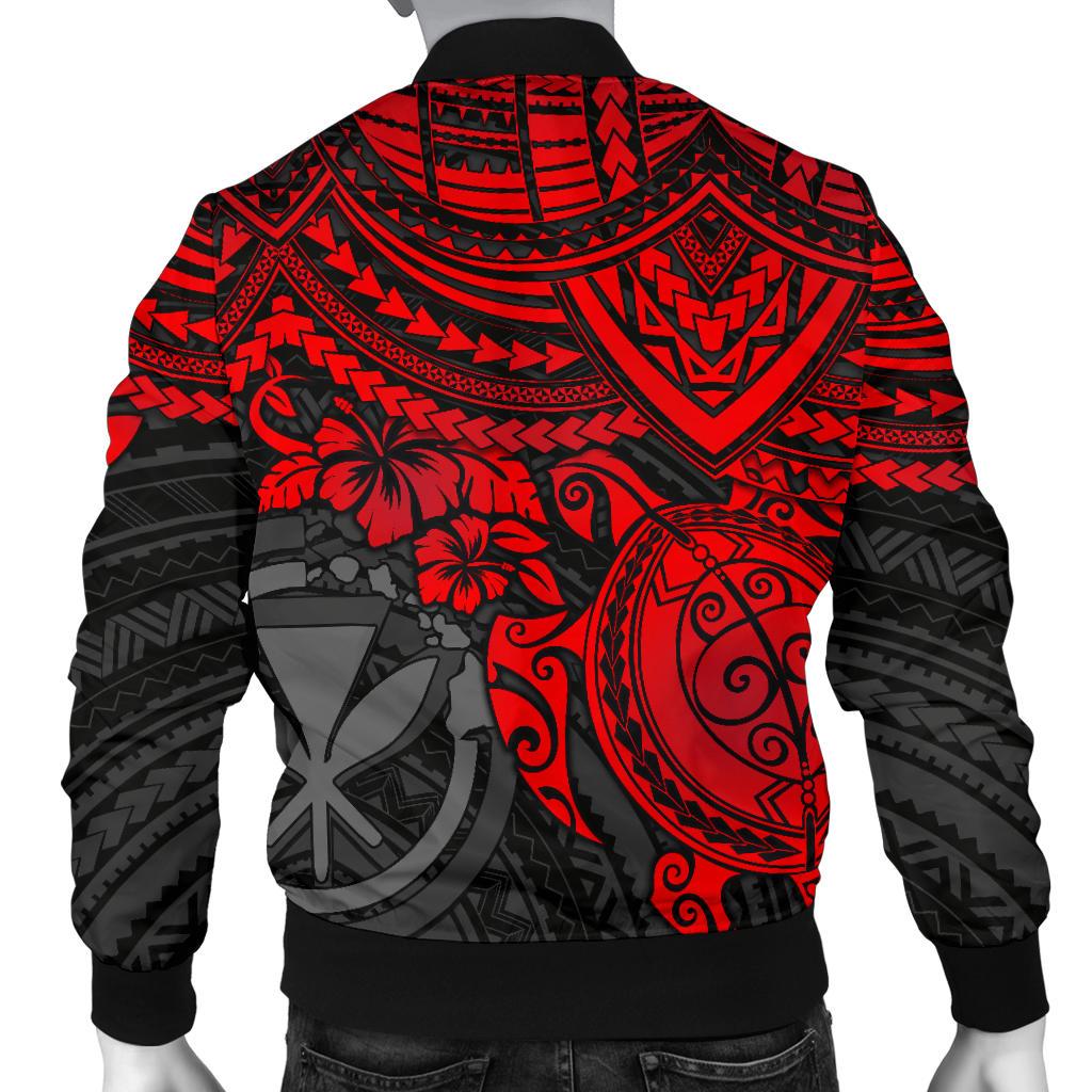 Polynesian Hawaii Bomber Jacket (Men) - Red Turtle - Polynesian Pride