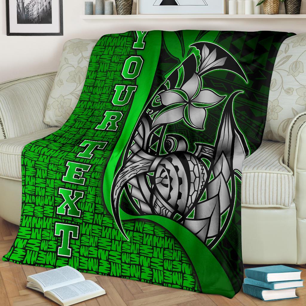Polynesian Hawaii Custom Personalised Premium Blanket Green - Turtle with Hook - Polynesian Pride