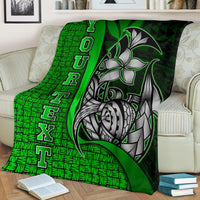 Polynesian Hawaii Custom Personalised Premium Blanket Green - Turtle with Hook - Polynesian Pride