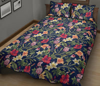 Hawaii Quilt Bed Set Tropical Hibiscus Red And Plumeria White AH - Polynesian Pride