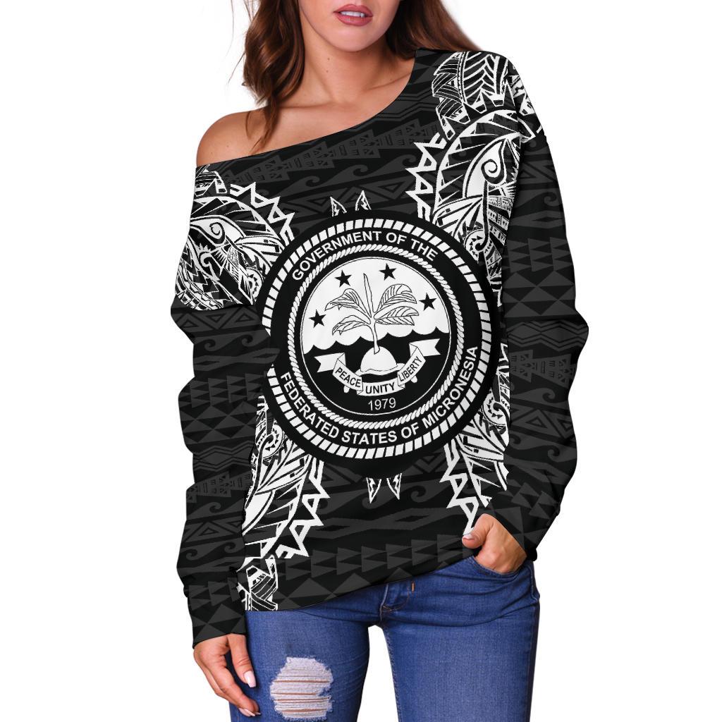 Federated States Of Micronesia Polynesian Shoulder Sweater Map Black - Polynesian Pride