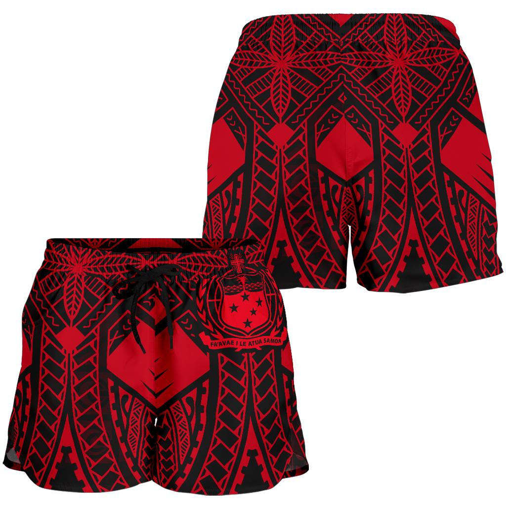Samoa Polynesian Women's Shorts - Samoa Red Seal with Polynesian Tattoo - Polynesian Pride