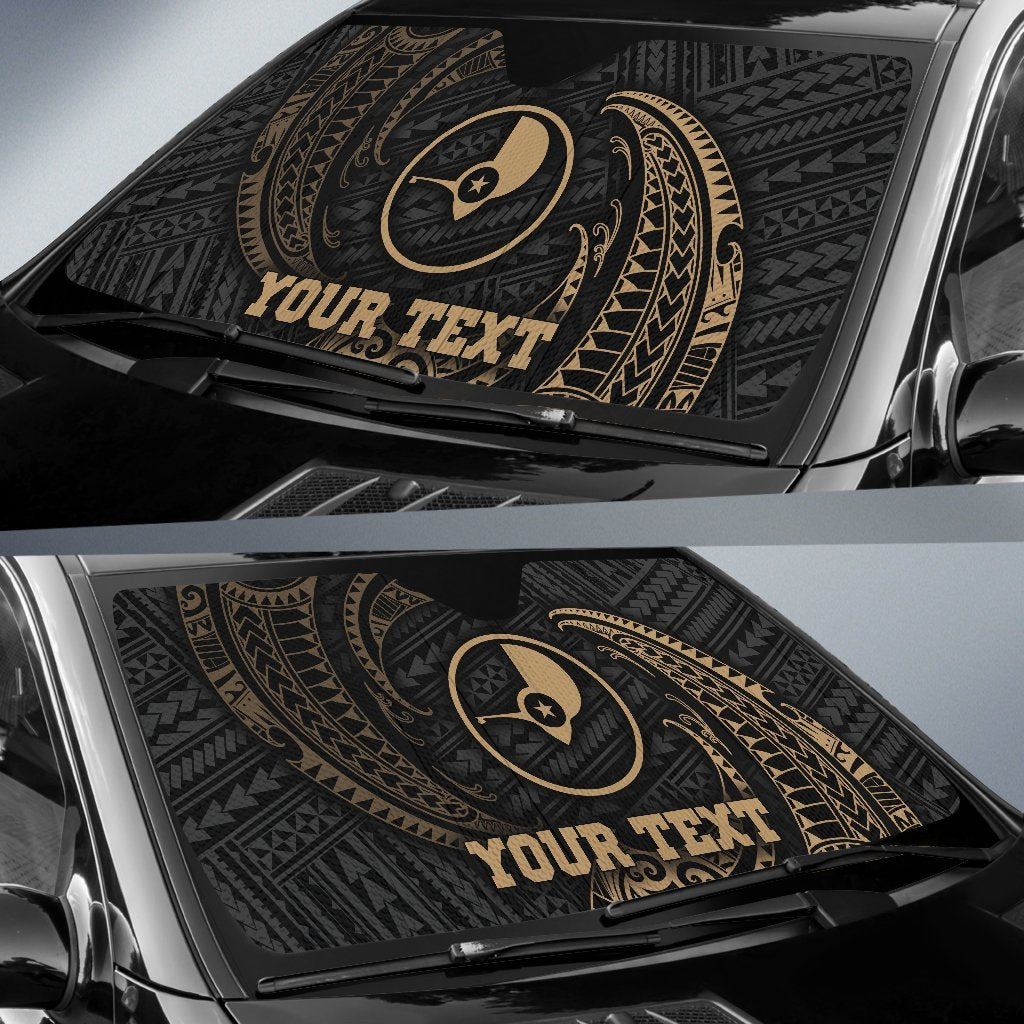 Polynesian Yap Custom Personalised Sun Shades - Gold Tribal Wave - Polynesian Pride