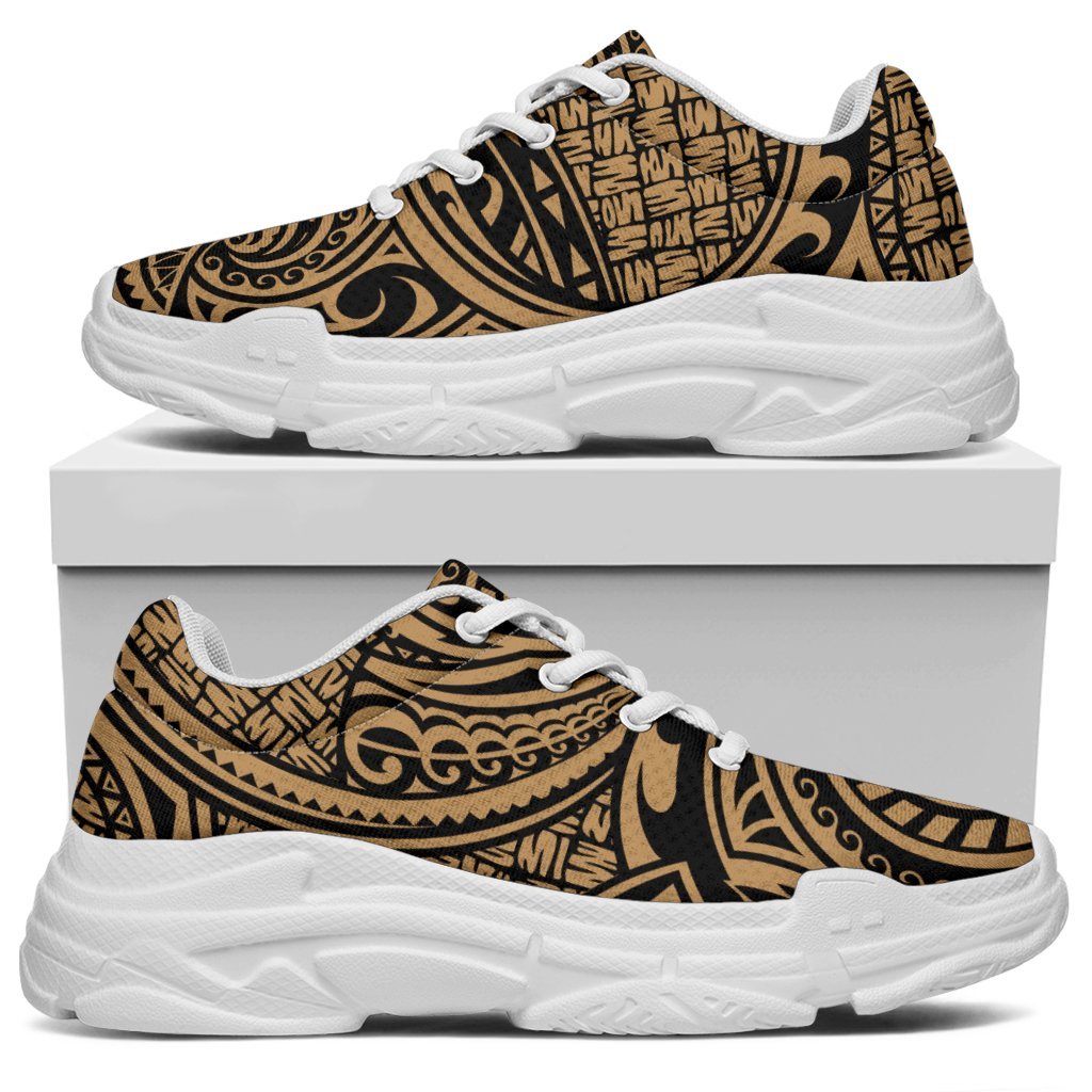 Polynesian Maori Lauhala Gold Chunky Sneakers - Polynesian Pride