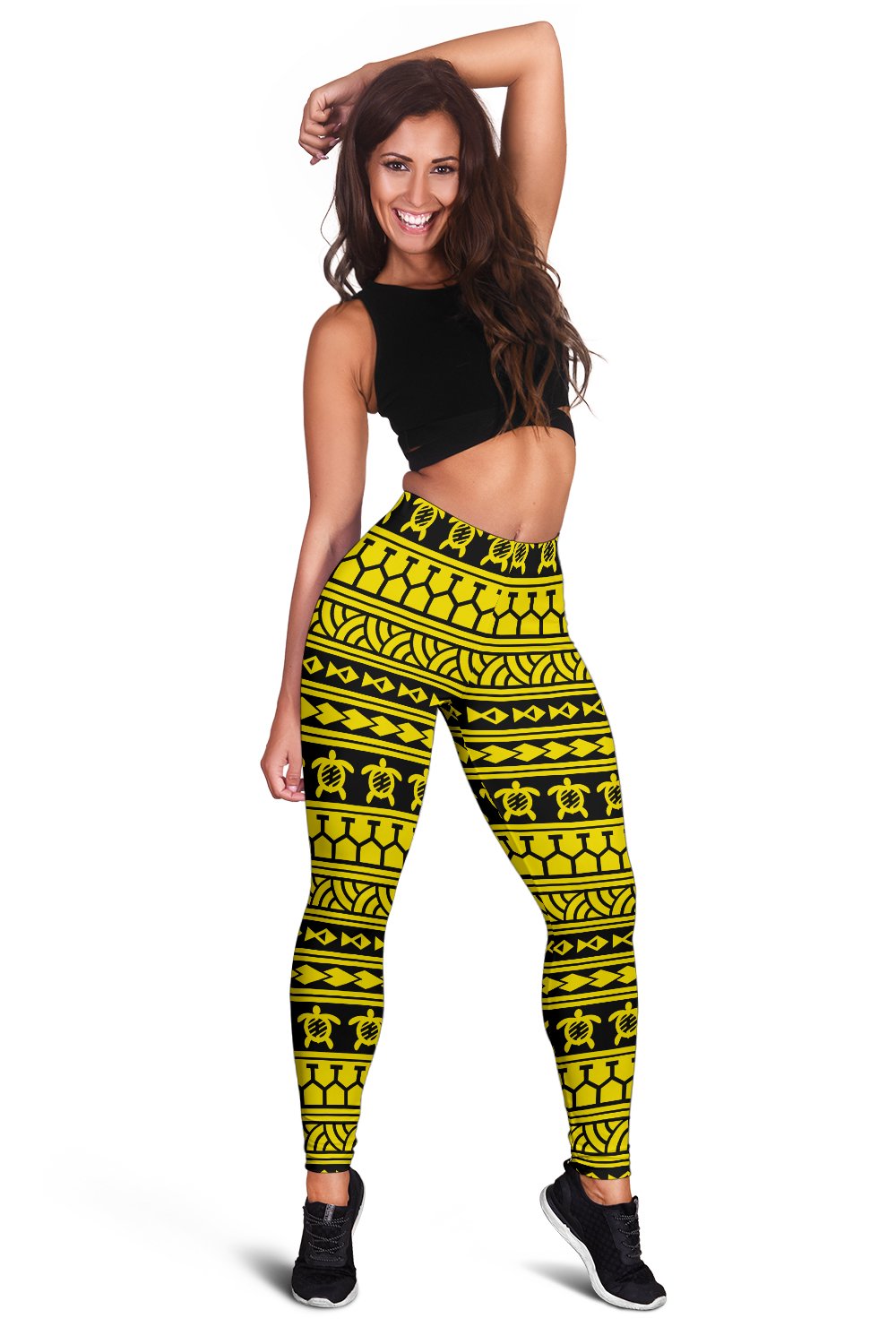 Polynesian Tattoo Tribal Yellow Hawaii Women's Leggings AH - Polynesian Pride