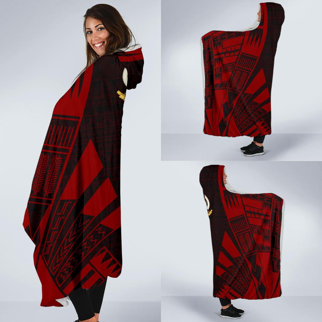 Vanuatu Hooded Blanket - Polynesian Tattoo Red - Polynesian Pride