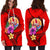 Tahiti Polynesian Women's Hoodie Dress - Floral With Seal Red - Polynesian Pride