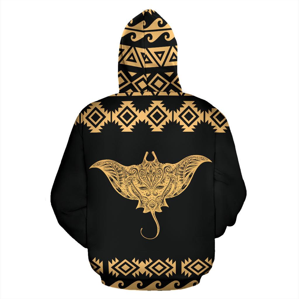 Hawaii All Over Custom Hoodie Polynesian Mantafish Style - Polynesian Pride
